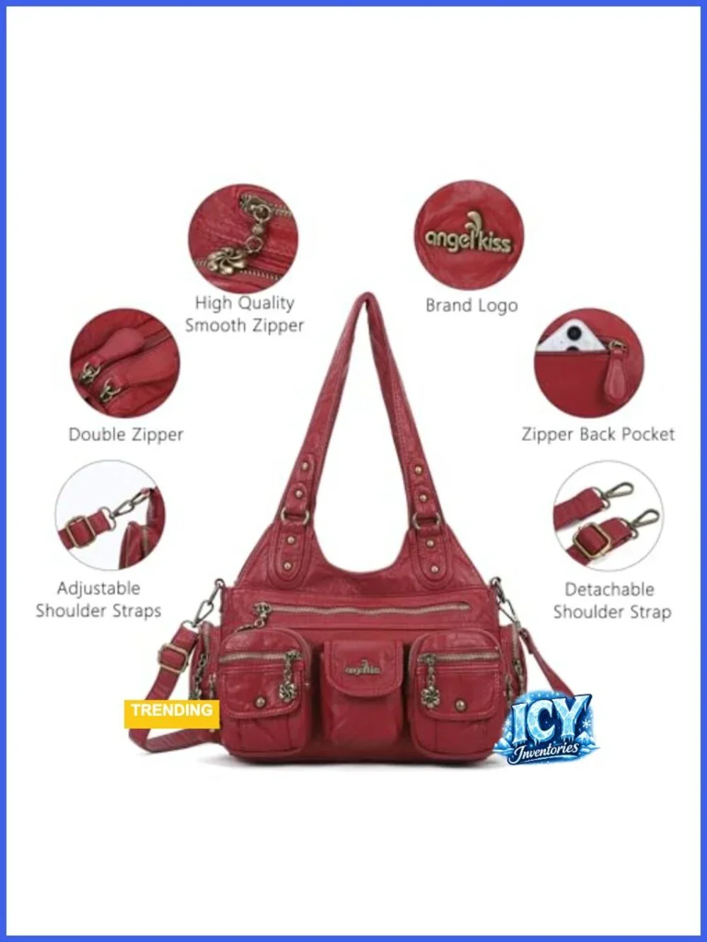 Vegan Leather Hobo Bag Crossbody with Multi Pockets Y2K Retro